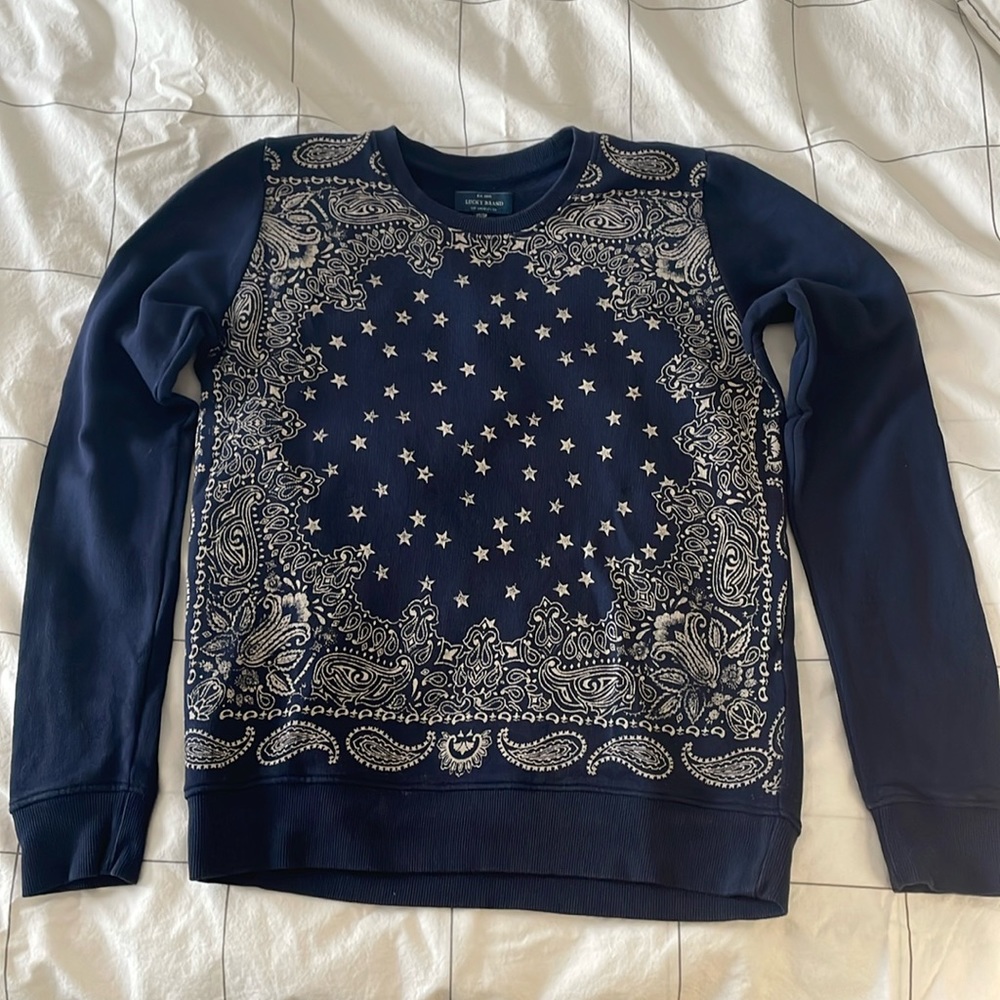Lucky Brand Distressed Bandana Sweatshirt sz XS